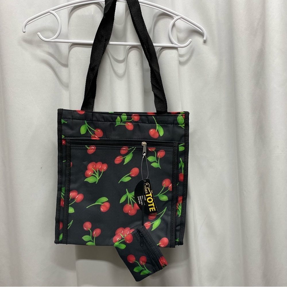 Cherry tote bag y2k black gym diaper purse beach bag new with tags